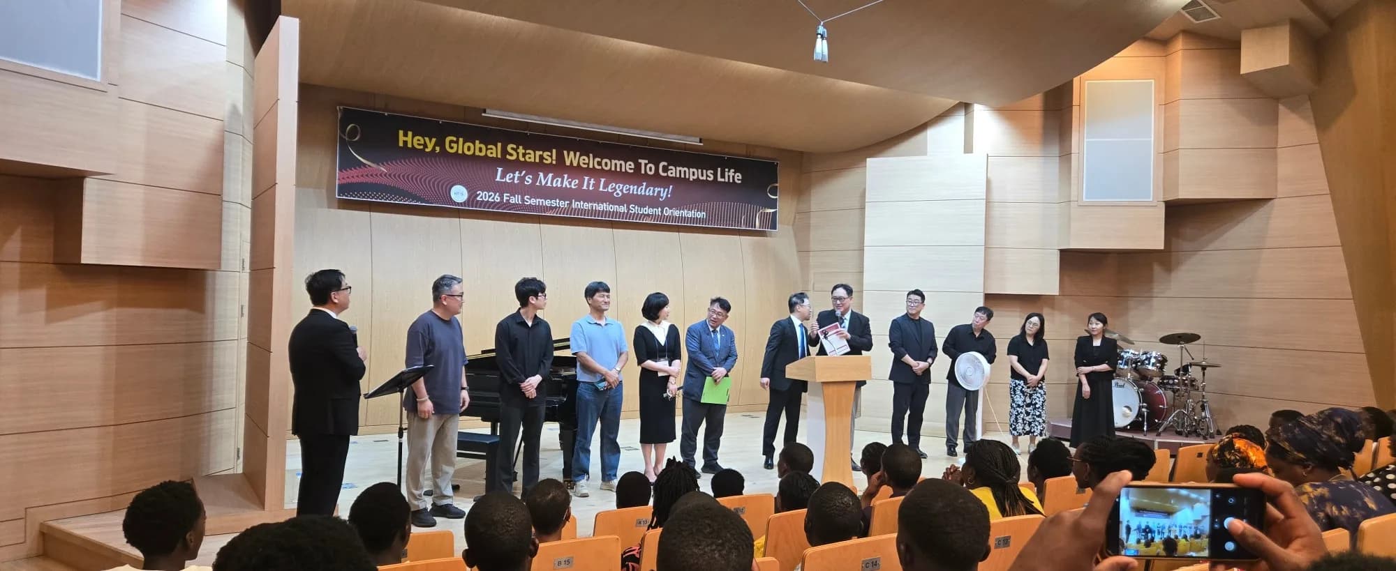 Faculty and staff of the international programs introduced on stage to the new students